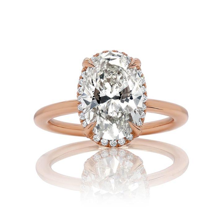 Blake Oval Diamond Engagement Ring in 18K Rose Gold - David Alan