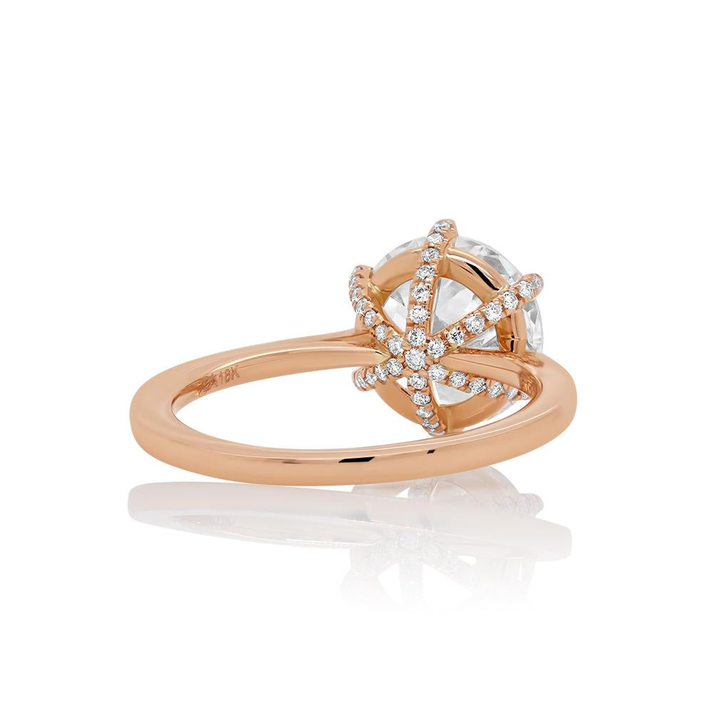 Bunny Old European cut Diamond Engagement Ring in 18K Rose Gold - David Alan