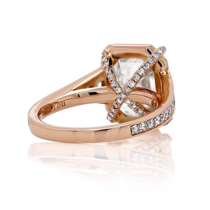 Danielle Emerald cut Diamond Engagement Ring in 18K Rose Gold - David Alan