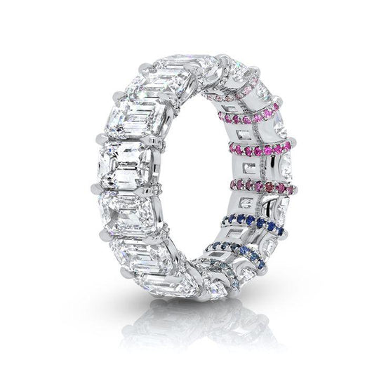 Presley Emerald cut Diamonds Band in Platinum