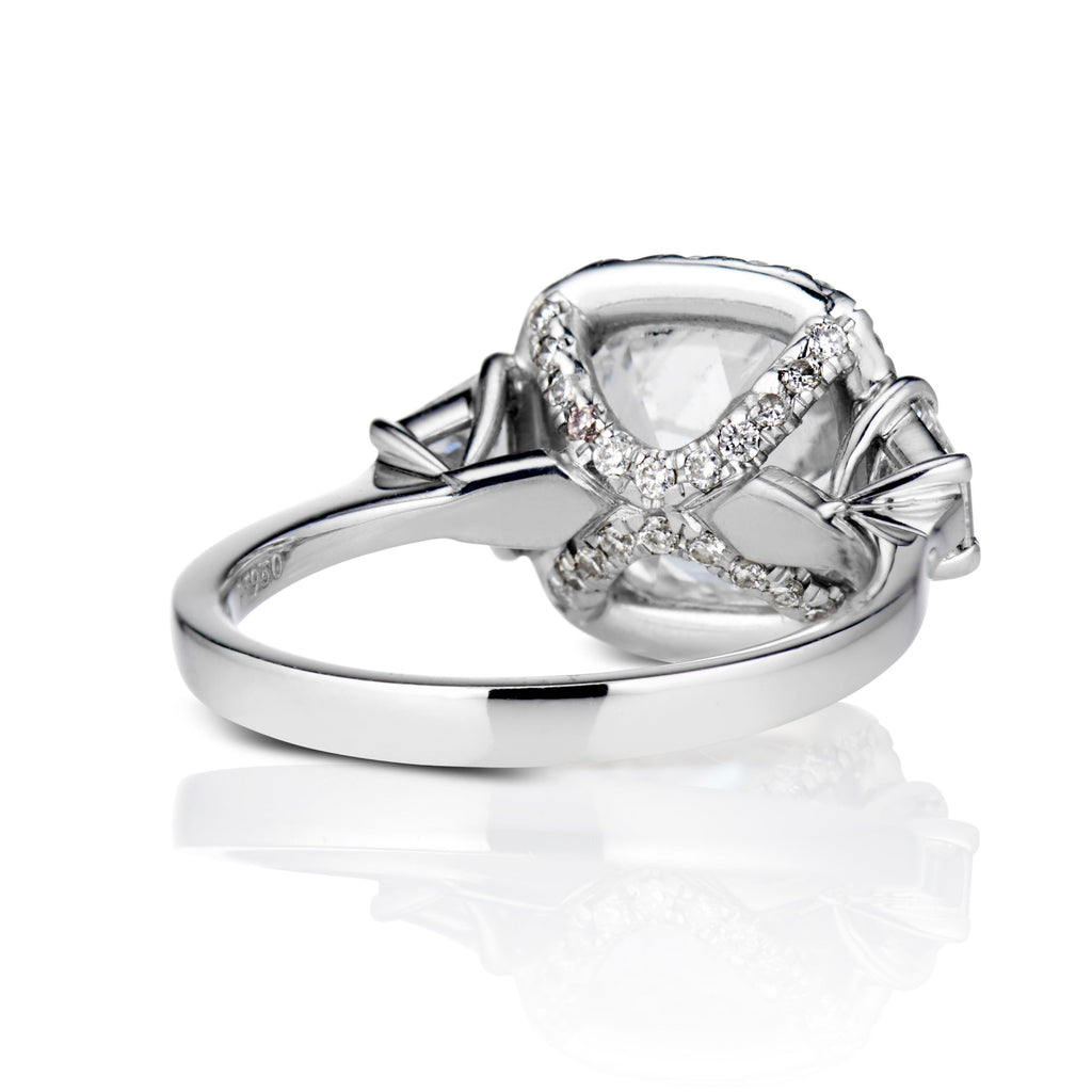 Judith Antique Cushion cut Diamond Engagement Ring in Platinum - David Alan
