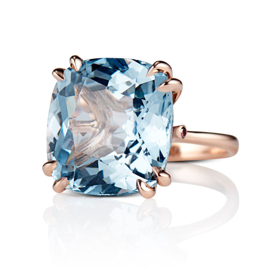 Mia Antique Cushion cut Topaz Cocktail Ring in 18K Rose Gold