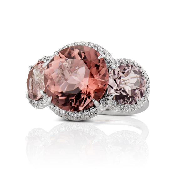 Paris Round Brilliant cut Tourmaline Cocktail Ring in Platinum