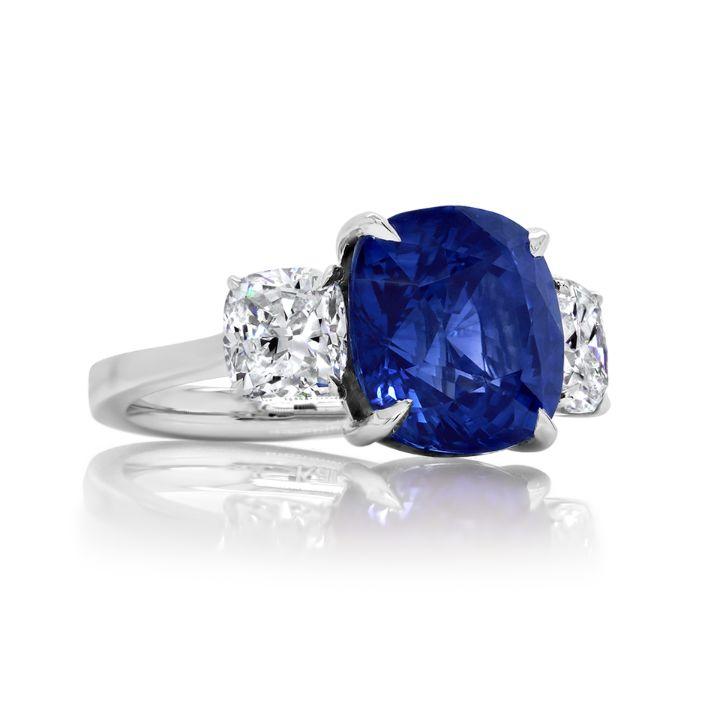 Camila Modern Cushion cut Ceylon Sapphire Engagement Ring in Platinum - David Alan