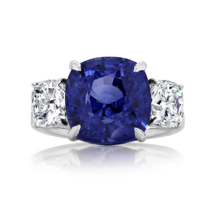 Camila Modern Cushion cut Ceylon Sapphire Engagement Ring in Platinum - David Alan
