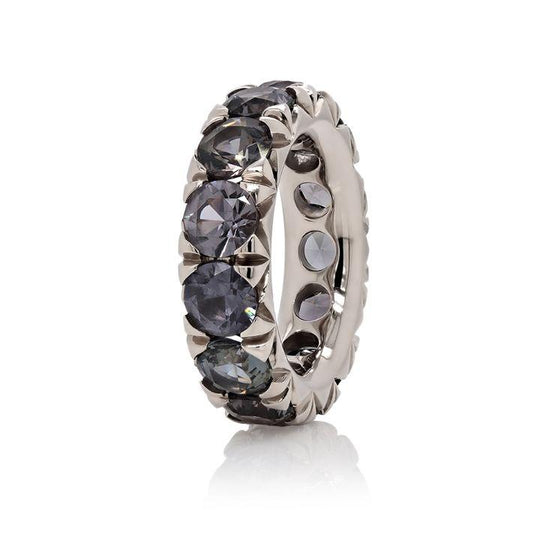 Charlie Round Brilliant cut Spinel Band in 18K Gray Gold