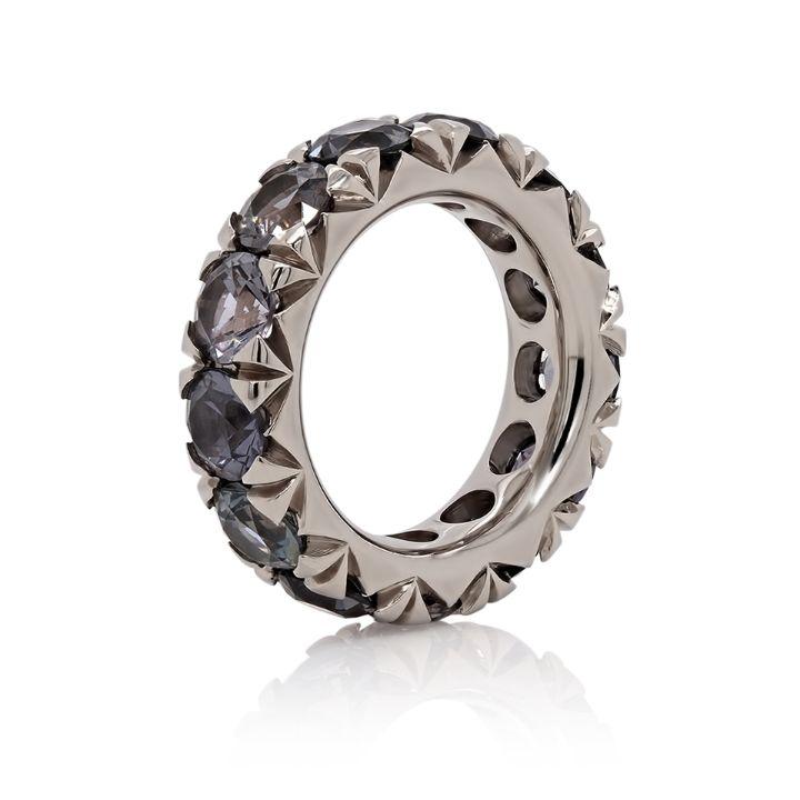 Charlotte Round Brilliant cut Spinel Band in 18K Gray Gold - David Alan