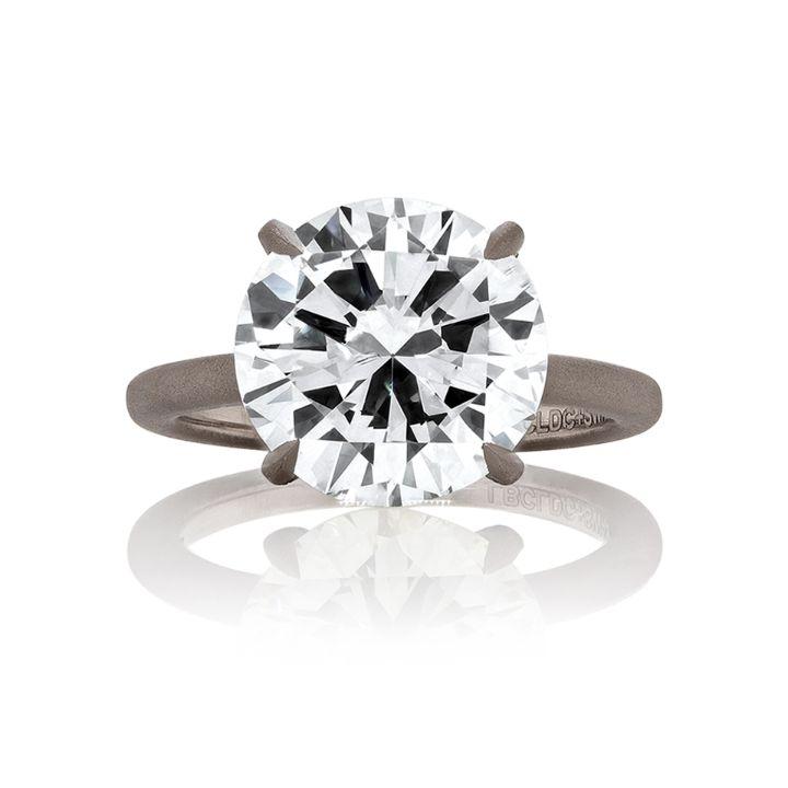 Estelle Round Brilliant cut Diamond Engagement Ring in 18K Gray Gold - David Alan
