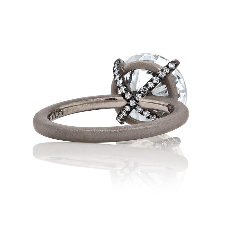 Estelle Round Brilliant cut Diamond Engagement Ring in 18K Gray Gold - David Alan