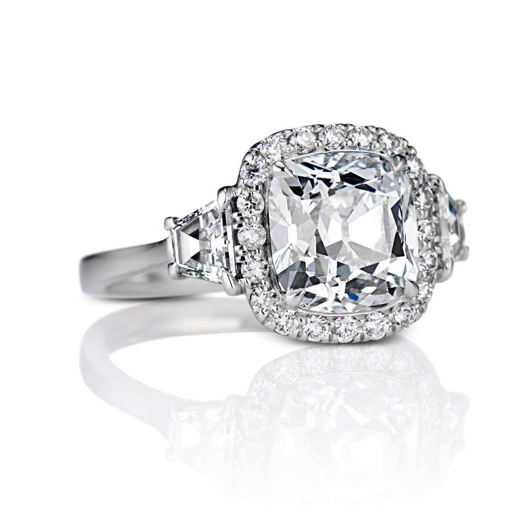 Judith Antique Cushion cut Diamond Engagement Ring in Platinum - David Alan