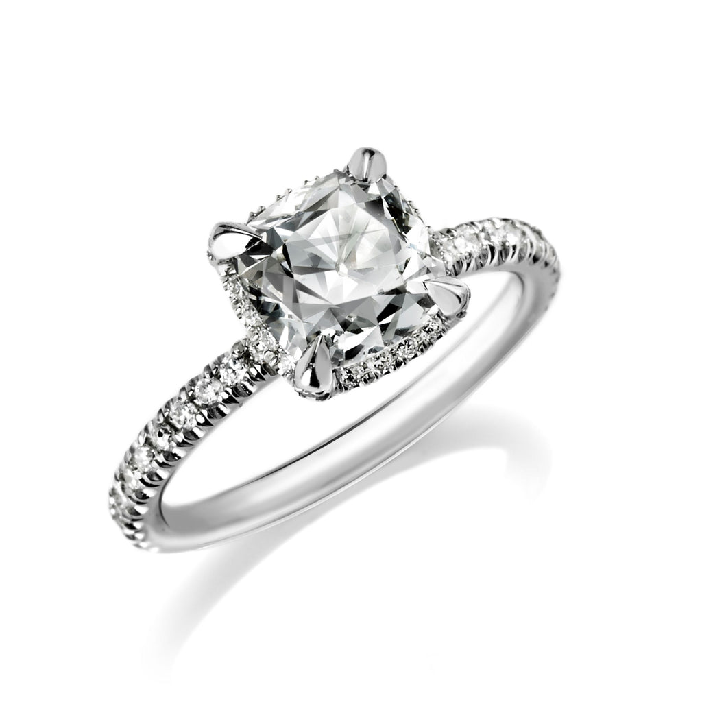 Lydia Antique Cushion cut Diamond Engagement Ring in Platinum - David Alan