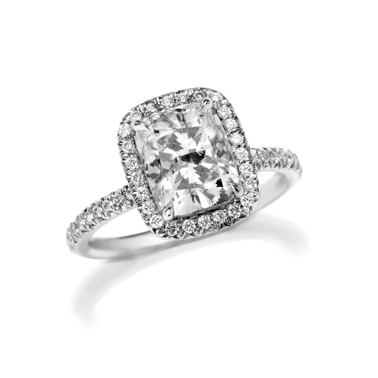 Marley Modern Cushion cut Diamond Engagement Ring in Platinum