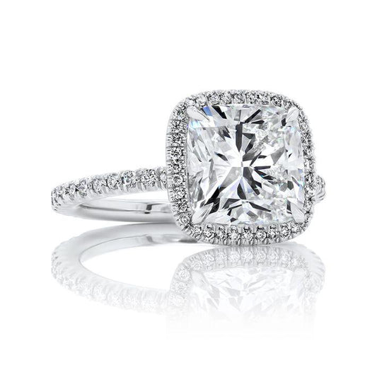 Marley Modern Cushion cut Diamond Engagement Ring in Platinum