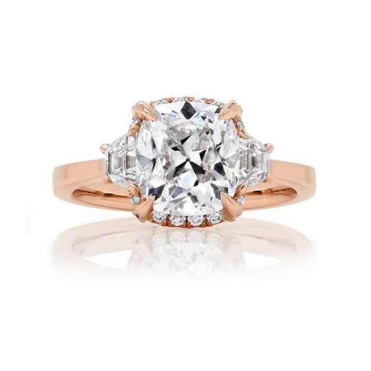 Quinn Antique Cushion cut Diamond Engagement Ring in 18K Rose Gold