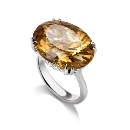 Millie Oval Beryl Cocktail Ring in Platinum