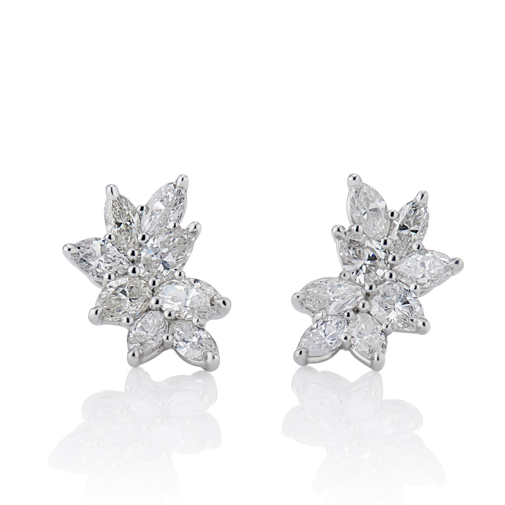 Nova Fancy Shaped Diamonds Earrings in Platinum - David Alan