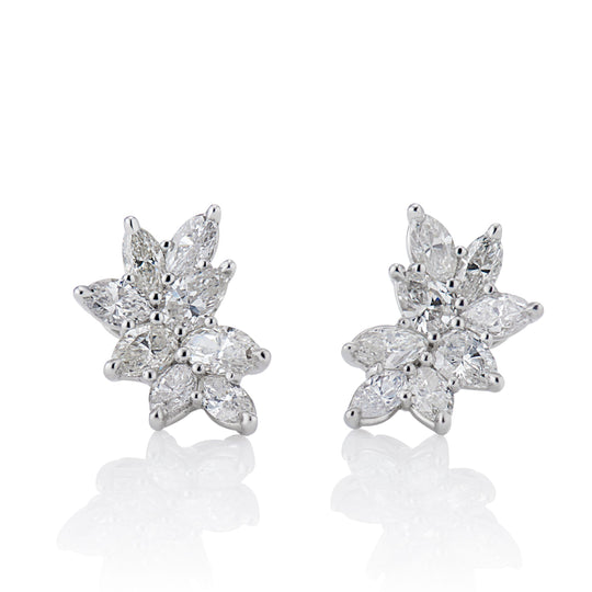 Nova Fancy Shaped Diamonds Earrings in Platinum