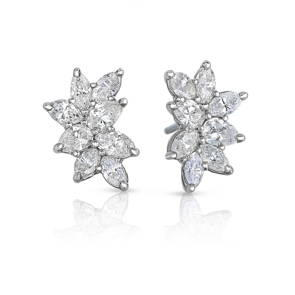 Nova Fancy Shaped Diamonds Earrings in Platinum - David Alan
