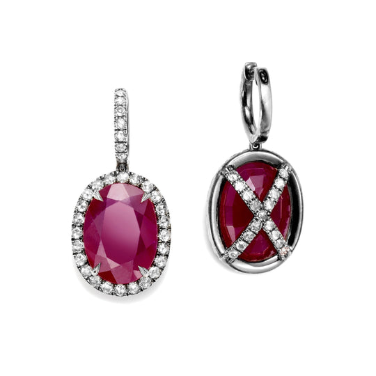 Paloma Oval Rubies Earrings in Platinum