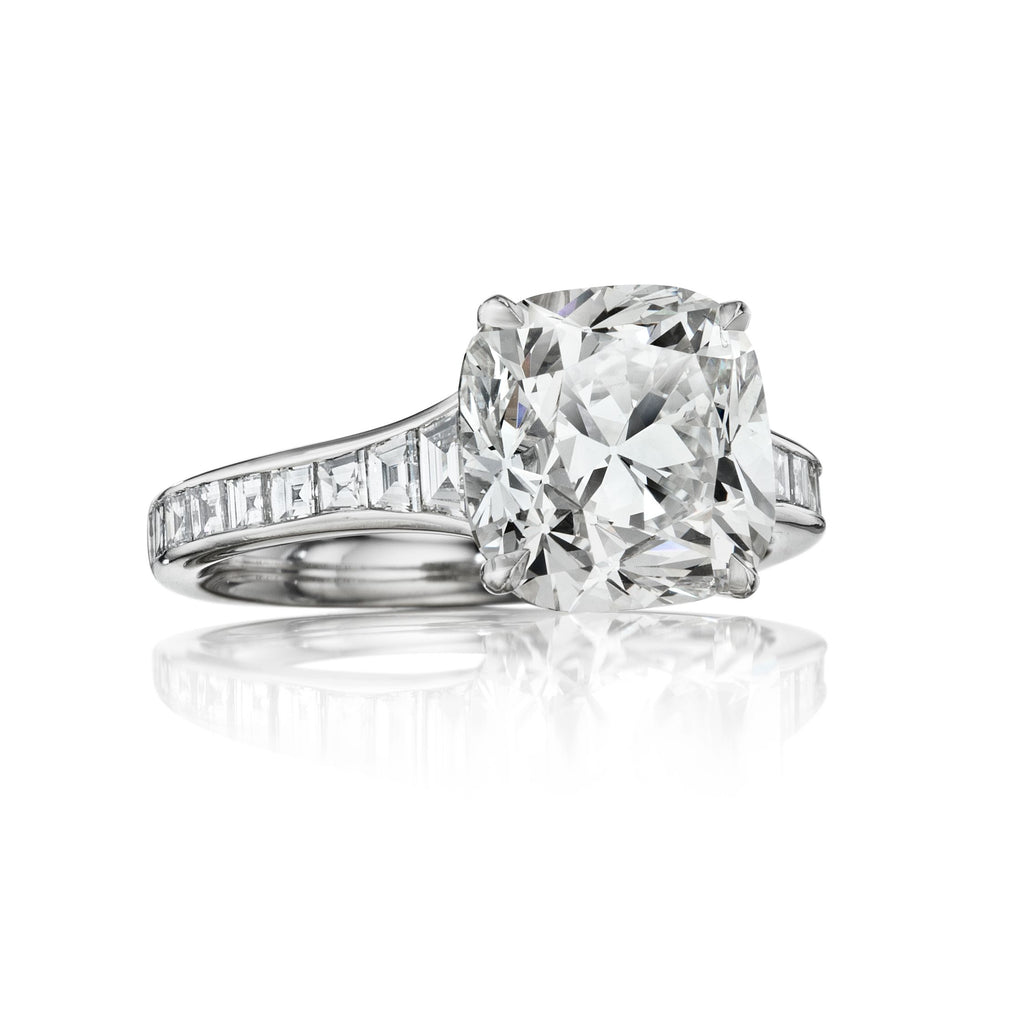 Sara Antique Cushion cut Diamond Engagement Ring in Platinum - David Alan