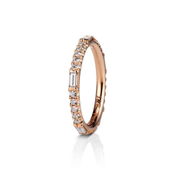 Stevie Baguette Diamonds Band in 18K Rose Gold