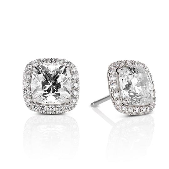 Sophia Modern Cushion cut Diamond Earrings in Platinum