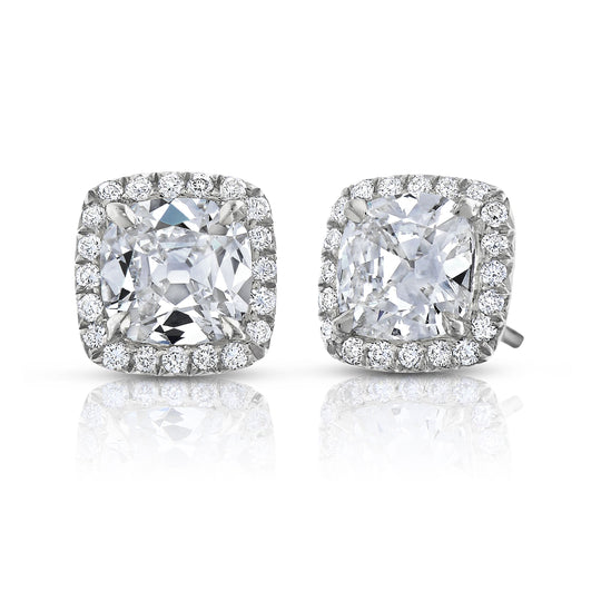 Sophia Antique Cushion cut Diamonds Earrings in Platinum
