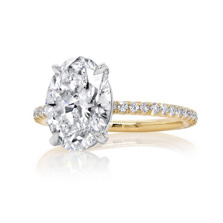 Oval Engagement Ring, IGI Certified Lab Diamond Distance Pave Set Ring